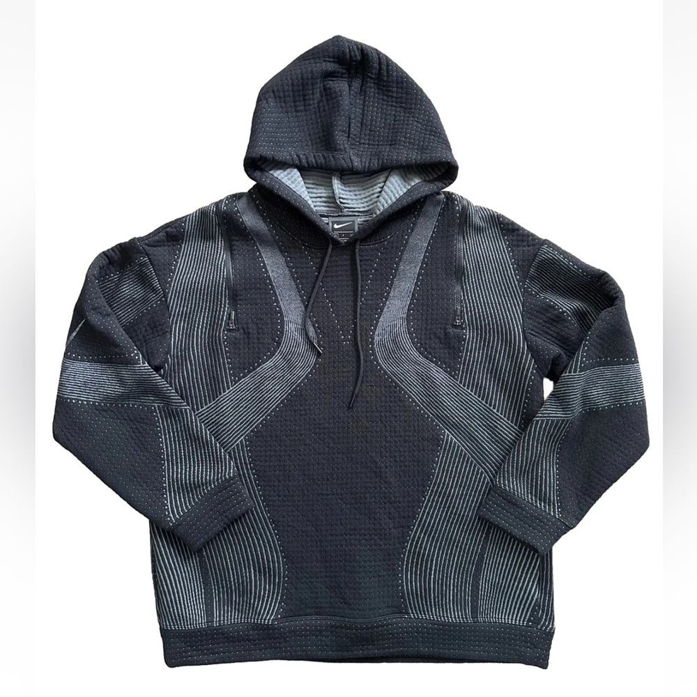 Nike Hoodie, loose fit Sweater Black Patterned, Size S, Rare Style
